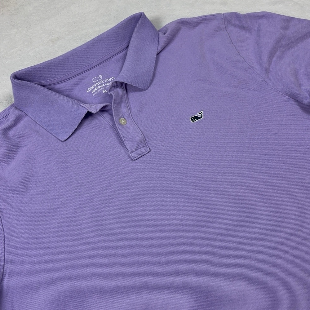 Vineyard Vines Polo Shirt Mens XL Purple Cotton Heritage Polo Collared Whale